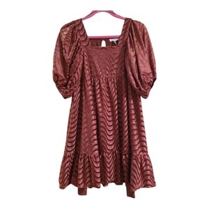 Moon River Anthropologie XS Burnt Orange Velvet Square Mini Dress Nwt